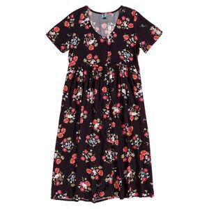 Moomin Womens/Ladies Floral All-Over Print Midi Dress / Black